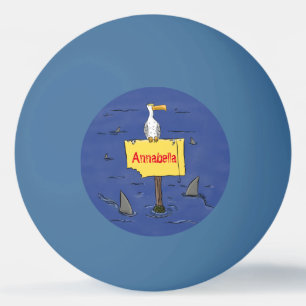 Balle De Ping Pong Oiseau de mer amusant entouré de dessins animés de