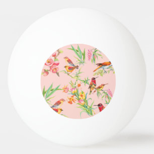 Balle De Ping Pong Oiseaux exotiques : Vintage Floral Sans Seamless.