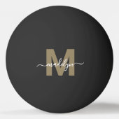 Balle De Ping Pong Or Noir Monogramme Initiale Nom (Devant)
