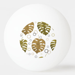Balle De Ping Pong Or tropical : aquarelle de feuille de monstère