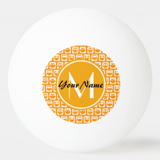 Balle De Ping Pong Orange Owls Custom Monogramme (Devant)