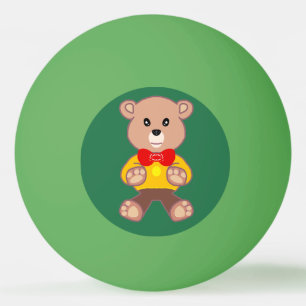 Balle De Ping Pong Ours en peluche nœud papillon sur fond vert