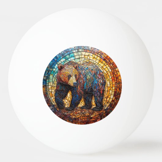 Balle De Ping Pong Ours grizzli en design artistique (Devant)