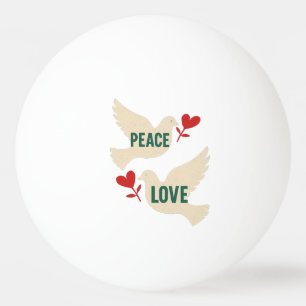 Balle De Ping Pong Paix & Amour Art vintage de la colombe avec motif