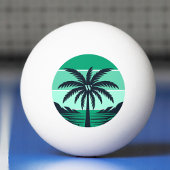 Balle De Ping Pong Palm Tree Silhouette Black Striped Green Monogram