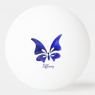 Balle De Ping Pong Papillon aquarelle bleu profond saturé