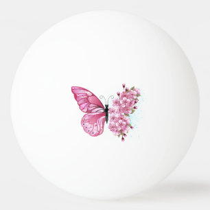 Balle De Ping Pong Papillon de fleurs avec Sakura rose