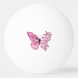 Balle De Ping Pong Papillon de fleurs avec Sakura rose