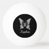 Balle De Ping Pong Papillon Diamant Blanc, Nom de Script, Noir (Dos)