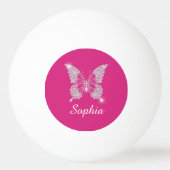 Balle De Ping Pong Papillon Diamant Blanc, Nom en écriture, Fuchsia (Dos)
