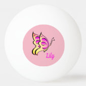 Balle De Ping Pong papillon rose - ajouter un nom (Devant)