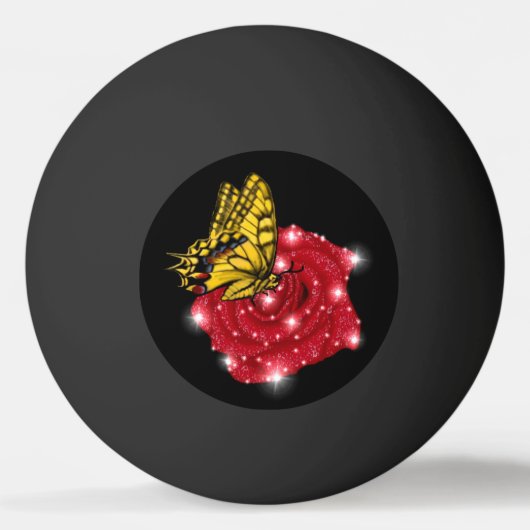 Balle De Ping Pong Papillon sur rose rouge avec étoiles et gouttes de (Devant)