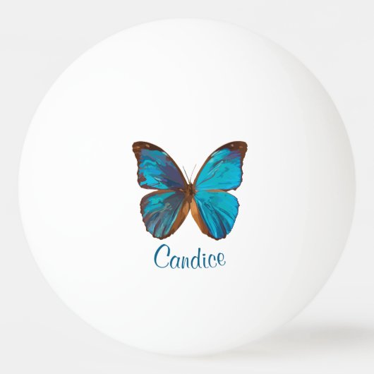 Balle De Ping Pong Papillon Tropical bleu et turquoise couleur Gem (Devant)