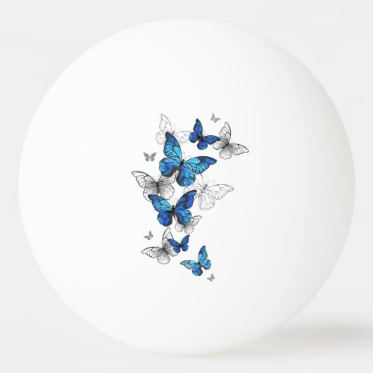 Balle De Ping Pong Papillons volants bleus Morpho (Devant)