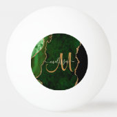 Balle De Ping Pong Parties scintillant d'or vert chic Agate Monogramm (Dos)
