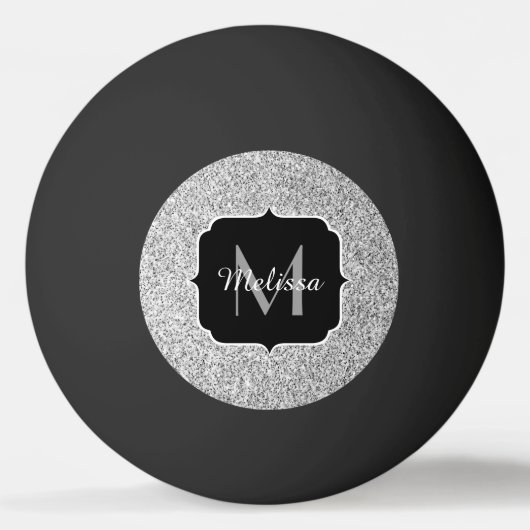 Balle De Ping Pong Parties scintillant gris argent scintille Monogram (Devant)