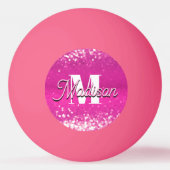 Balle De Ping Pong Parties scintillant rose chaud Bokeh Monogramme (Dos)
