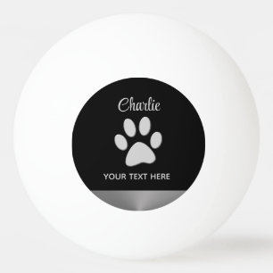 Balle De Ping Pong Paw Chien Argent sur arrière - plan noir