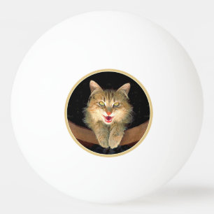 Balle De Ping Pong Peinture de chat Mad - Cute Original Cat Art