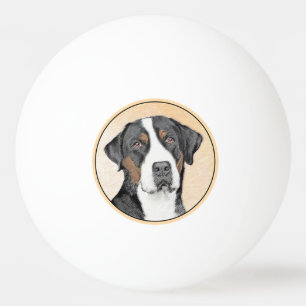 Balle De Ping Pong Peinture de Chien de Montagne - Art original