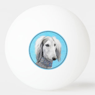 Balle De Ping Pong Peinture de Saluki (Argent) - Joli art original de
