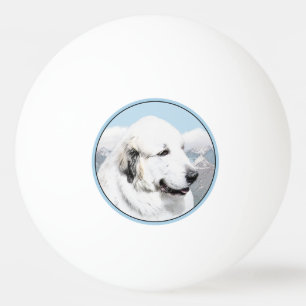 Balle De Ping Pong Peinture des Pyrénées - Art original du chien