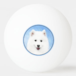 Balle De Ping Pong Peinture Samoyed Puppy - Jolie Art Original Chien