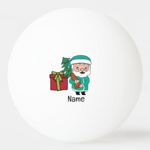 Balle De Ping Pong Père Noël et sapin de Noël et boîte cadeau rouge