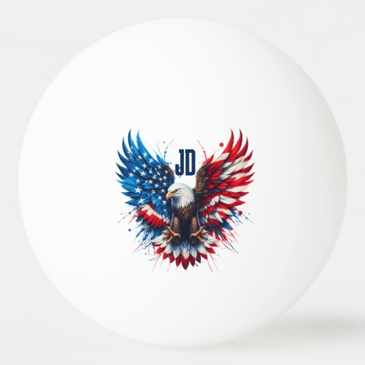 Balle De Ping Pong Personalized Patriotic Colors America Bold Eagle (Devant)