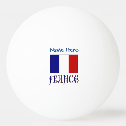 Balle De Ping Pong Personnalisation de la France et du drapeau bleu (Devant)