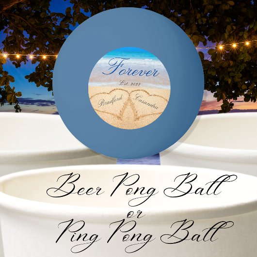 Balle De Ping Pong Personnalisé pour toujours | Coeurs dans le sable