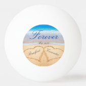 Balle De Ping Pong Personnalisé pour toujours | Coeurs dans le sable (Devant)