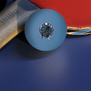 Balle De Ping Pong Phases de la lune corail Étoiles Bleu