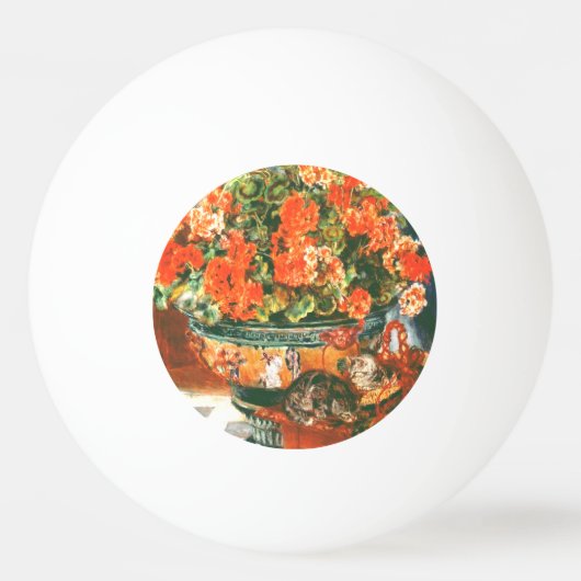 Balle De Ping Pong Pierre-Auguste Renoir Geraniums Et Chats (Devant)