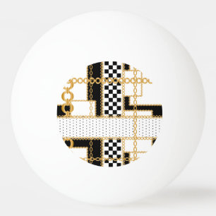 Balle De Ping Pong Pierres précieuses, chaînes d'or, motif sans soudu