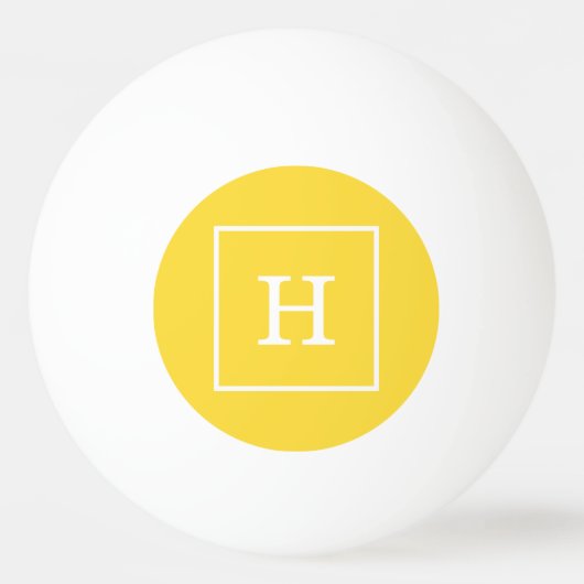 Balle De Ping Pong Pineapple Yellow White Framed Monogram initial (Devant)