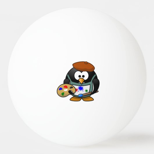 Balle De Ping Pong Pingouin d'artiste (Devant)