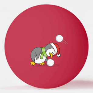 Balle De Ping Pong Pingouin de Noël avec boule de neige