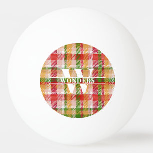 Balle De Ping Pong Plaid Tartan Vierge Monogrammé Personnalisé