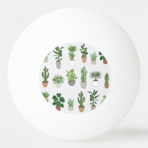 Balle De Ping Pong Plantes de maison, motif vintage de doodle