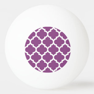 Balle De Ping Pong Plum violet blanc Marocain Quatrefoil Motif #5