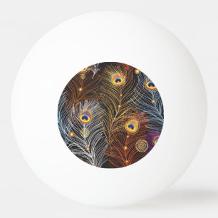 Balle De Ping Pong Plumes de paon doré : motif foncé.