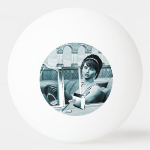 Balle De Ping Pong Portrait d'art de femme glamour bleu vintage