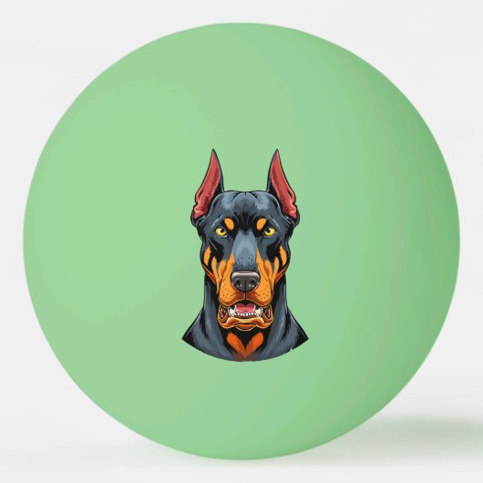 Balle De Ping Pong Portraits of a head Doberman dog front view (Devant)