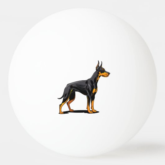Balle De Ping Pong Portraits of a head Doberman dog front view (Devant)