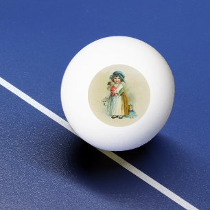 Balle De Ping Pong Poupées Chapeau de Petite Fille Joufflue Vintage