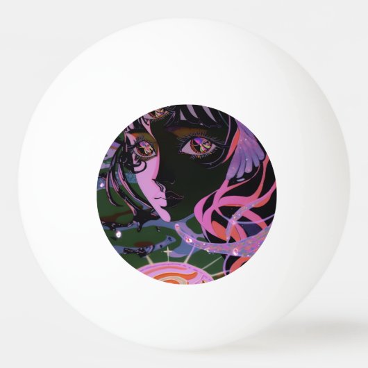 Balle De Ping Pong Psychédélique 3ème Oeil Anime Girl (Devant)