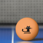 Balle De Ping Pong Quirky Kitty Personnalisé | Chat noir Cool personn (Filet)
