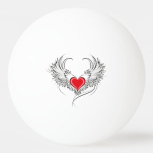 Balle De Ping Pong Red Angel Coeur avec ailes