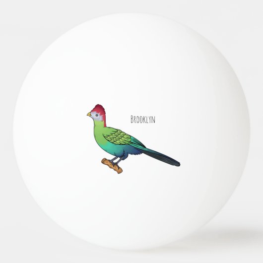 Balle De Ping Pong Red-crested turaco bird cartoon illustration (Devant)